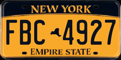 NY license plate FBC4927