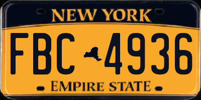 NY license plate FBC4936