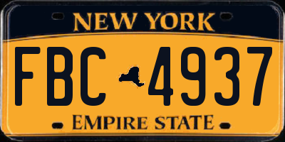 NY license plate FBC4937