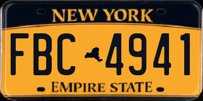 NY license plate FBC4941