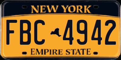 NY license plate FBC4942