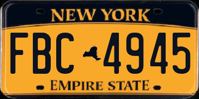NY license plate FBC4945