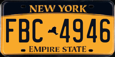 NY license plate FBC4946