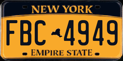 NY license plate FBC4949