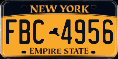 NY license plate FBC4956