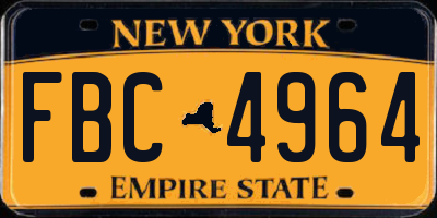 NY license plate FBC4964