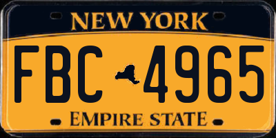 NY license plate FBC4965