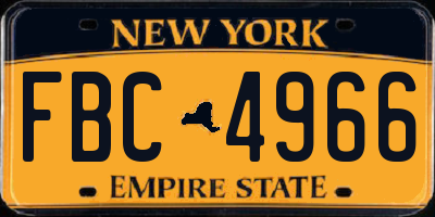 NY license plate FBC4966