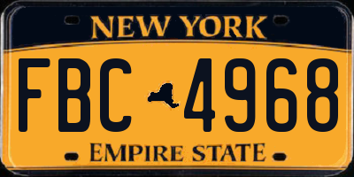 NY license plate FBC4968