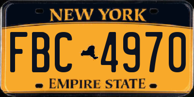 NY license plate FBC4970