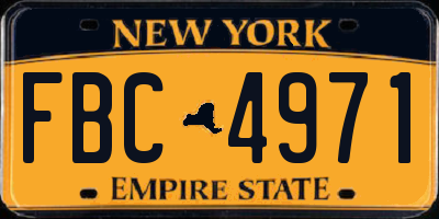 NY license plate FBC4971