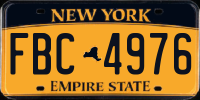 NY license plate FBC4976