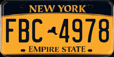 NY license plate FBC4978