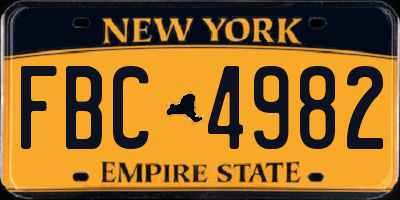 NY license plate FBC4982
