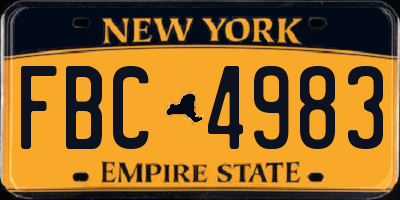 NY license plate FBC4983