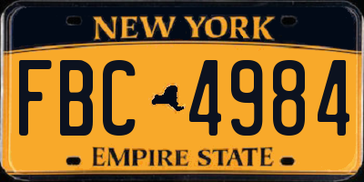 NY license plate FBC4984