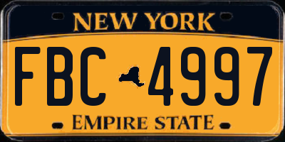 NY license plate FBC4997