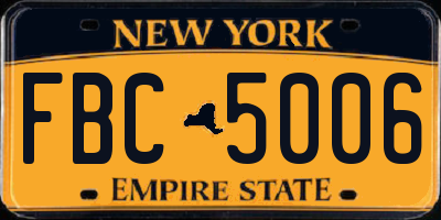 NY license plate FBC5006