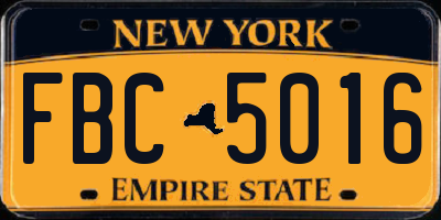 NY license plate FBC5016