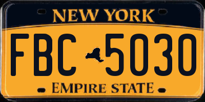 NY license plate FBC5030