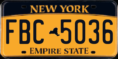 NY license plate FBC5036