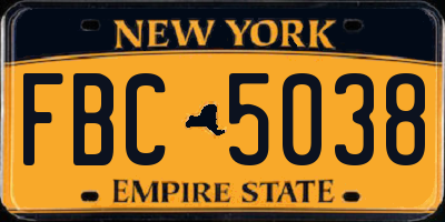NY license plate FBC5038