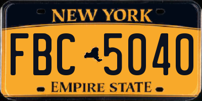 NY license plate FBC5040