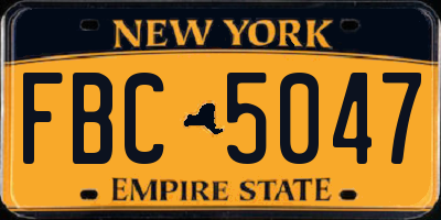 NY license plate FBC5047