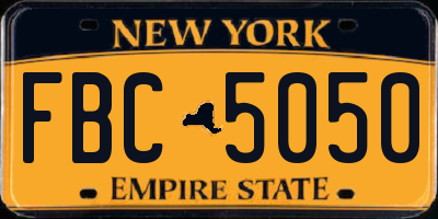 NY license plate FBC5050