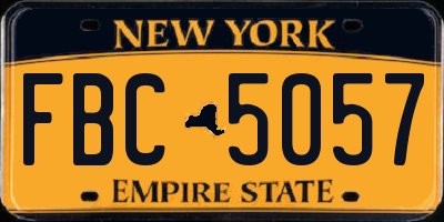 NY license plate FBC5057