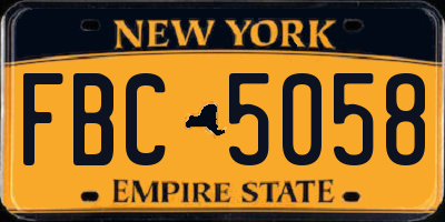 NY license plate FBC5058