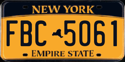 NY license plate FBC5061