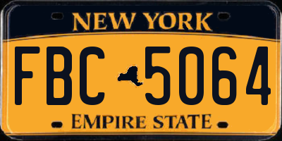 NY license plate FBC5064
