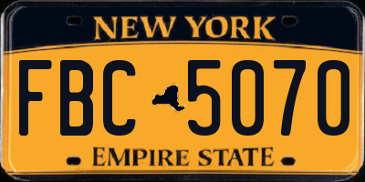 NY license plate FBC5070