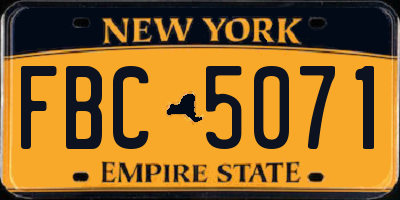 NY license plate FBC5071