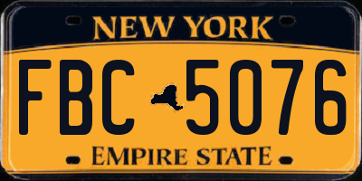 NY license plate FBC5076