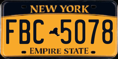 NY license plate FBC5078