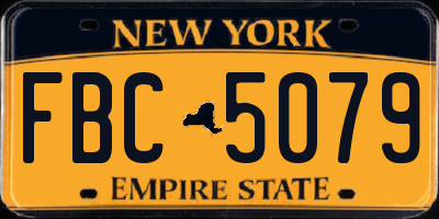 NY license plate FBC5079