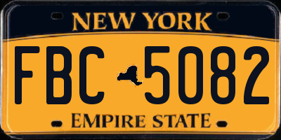 NY license plate FBC5082