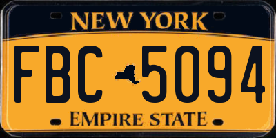 NY license plate FBC5094