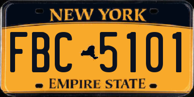 NY license plate FBC5101
