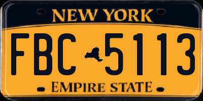NY license plate FBC5113