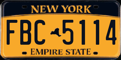 NY license plate FBC5114