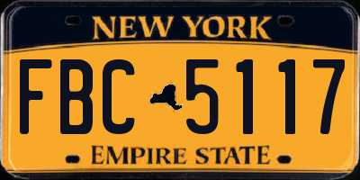 NY license plate FBC5117