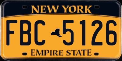 NY license plate FBC5126