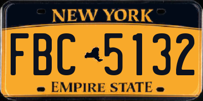 NY license plate FBC5132