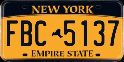 NY license plate FBC5137