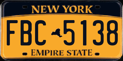 NY license plate FBC5138