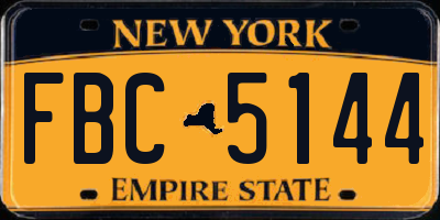 NY license plate FBC5144