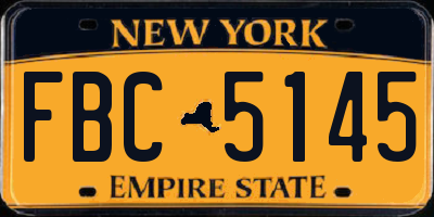 NY license plate FBC5145